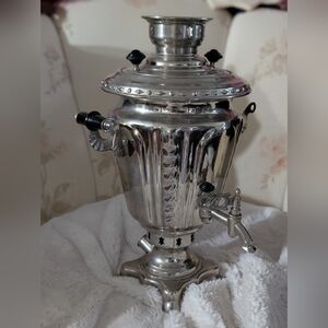 Vintage Silver Tone Samovar Collectible Russian Decor Vintage